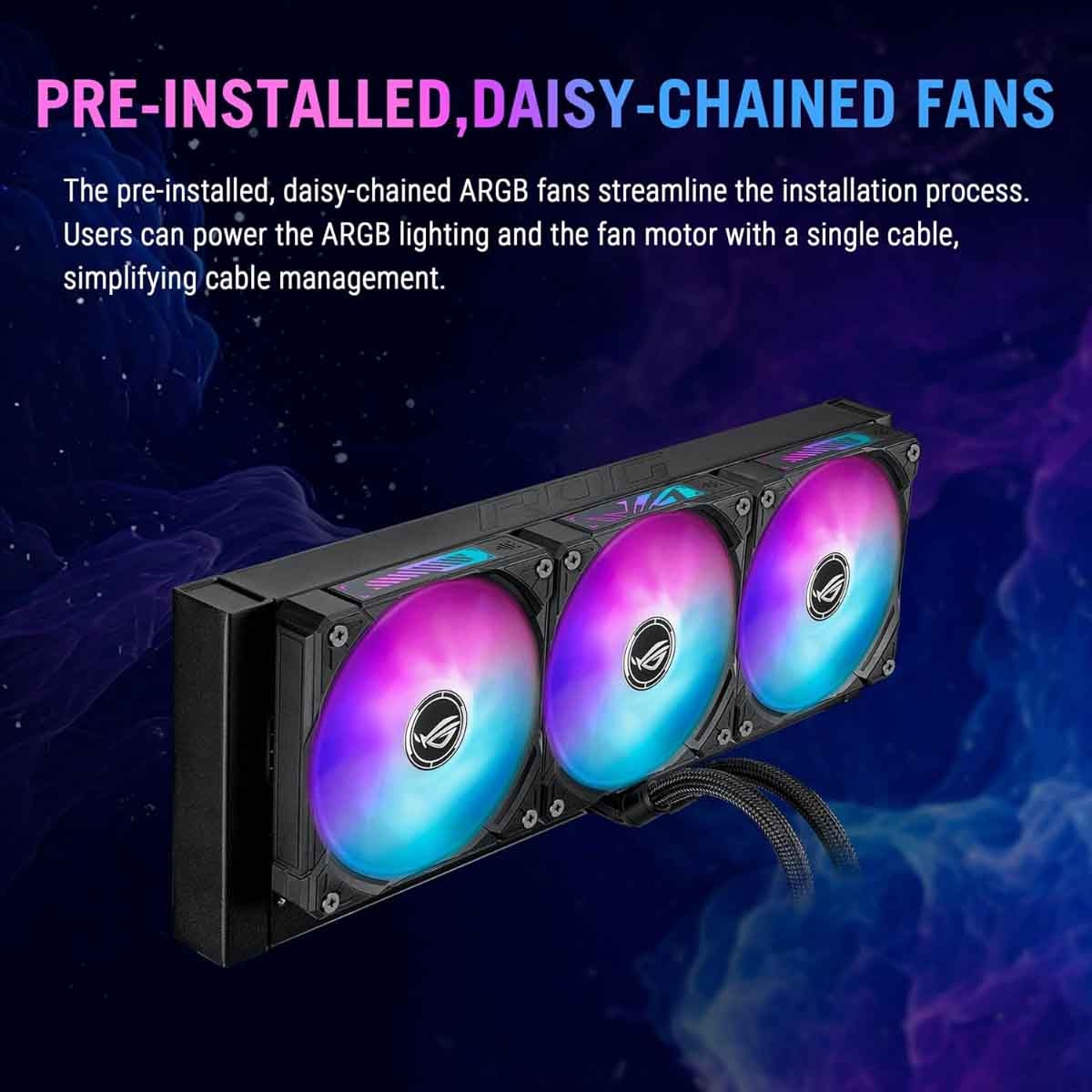 أسوس مبرد معالج سائل آر أو جي ريو 4 360 بإضاءة إيه آر جي بي