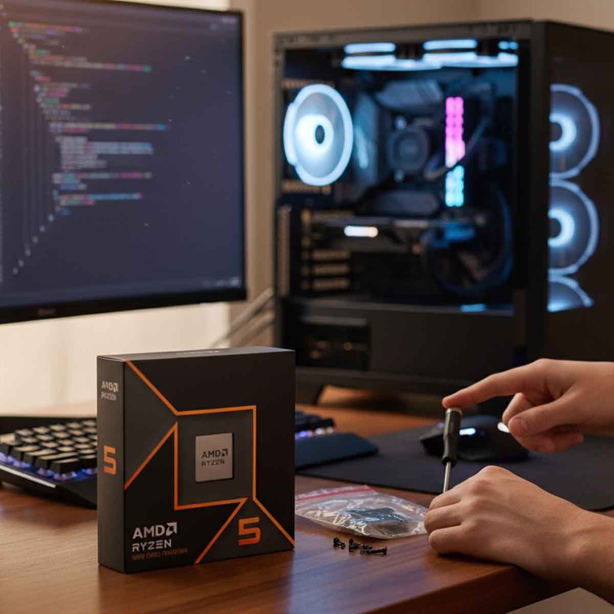 إيه إم دي رايزن 5 9600X معالج بسرعة 3.9GHz بعدد 6 أنوية و12 خيط معالجة وذاكرة 38MB