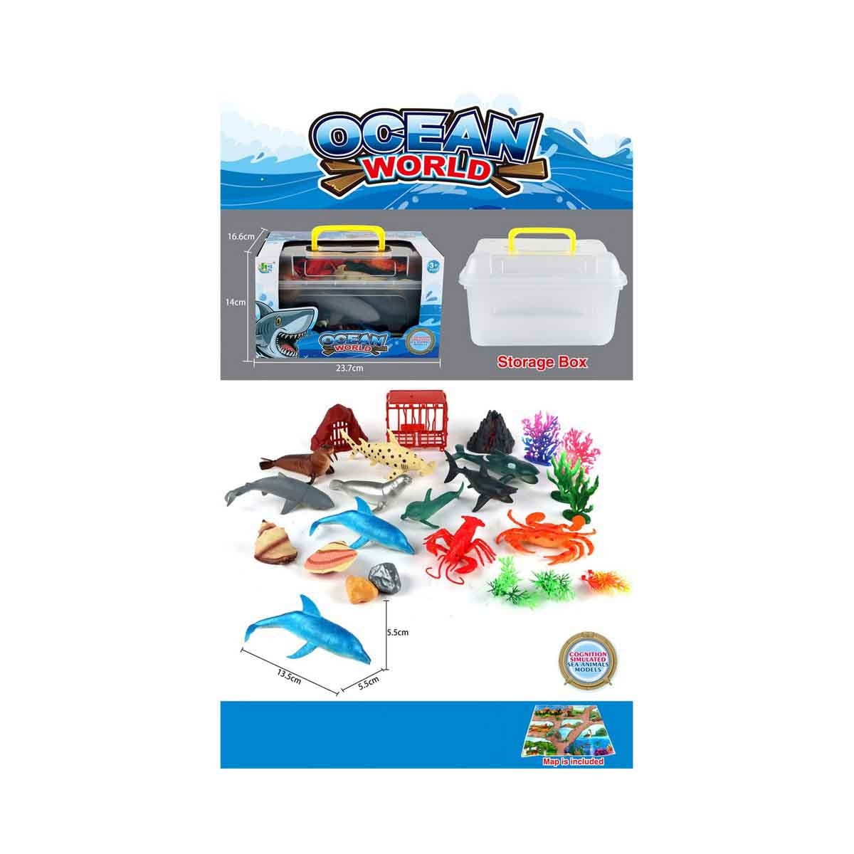 جيا زو مجموعة تماثيل الحيوانات البحرية مكونة من 16 قطعة للجنسين، عمر 3-4 سنوات