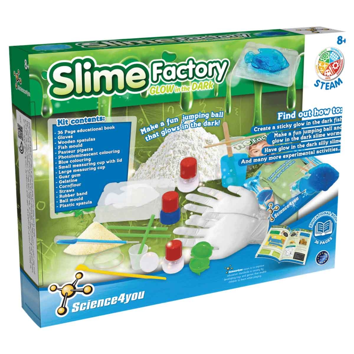ساينس فور يو مجموعة مصنع السلايم المتوهج في الظلام للجنسين، عمر 8-10 سنوات
