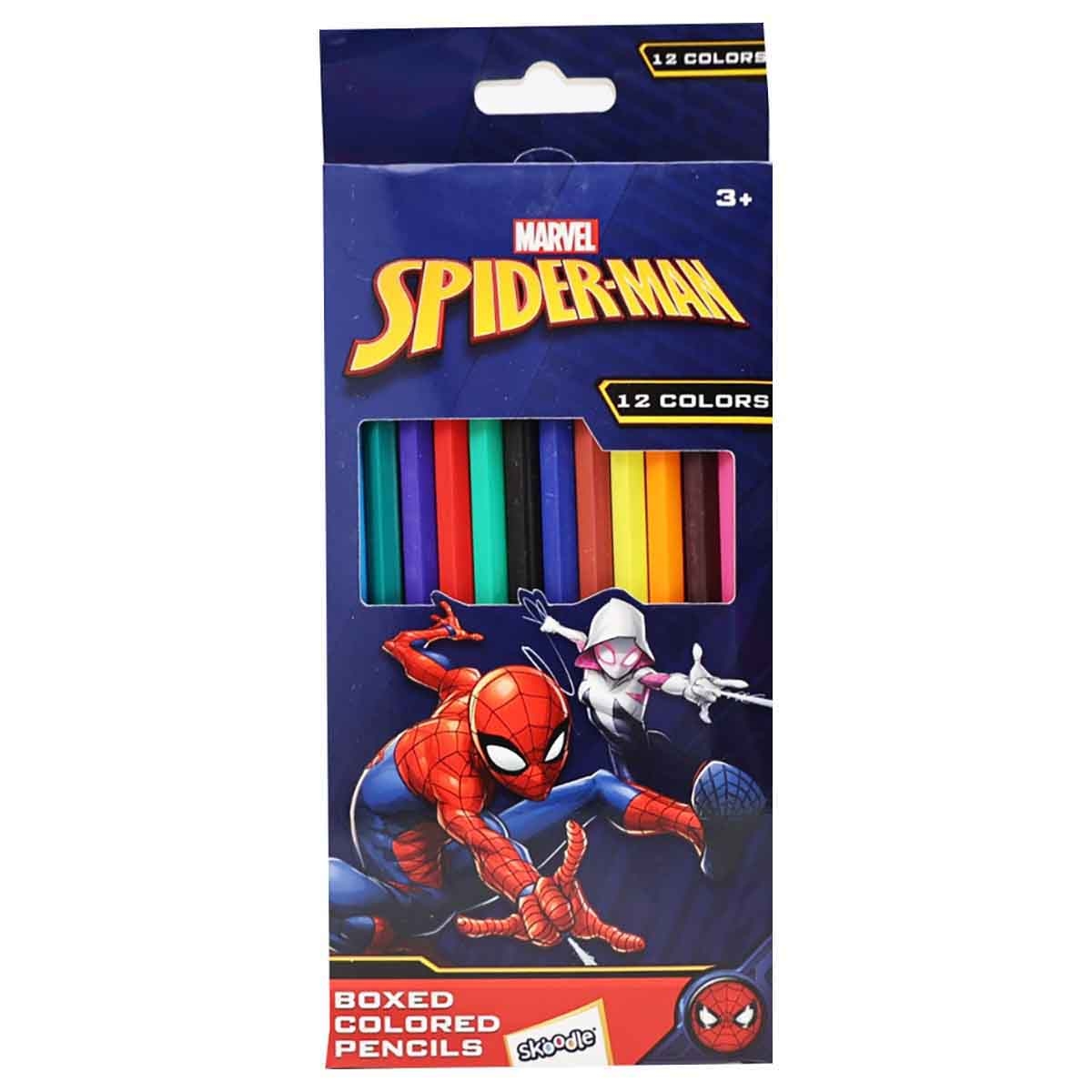 سبايدر مان مجموعة أقلام تلوين 12 لون للجنسين، عمر 3-4 سنوات