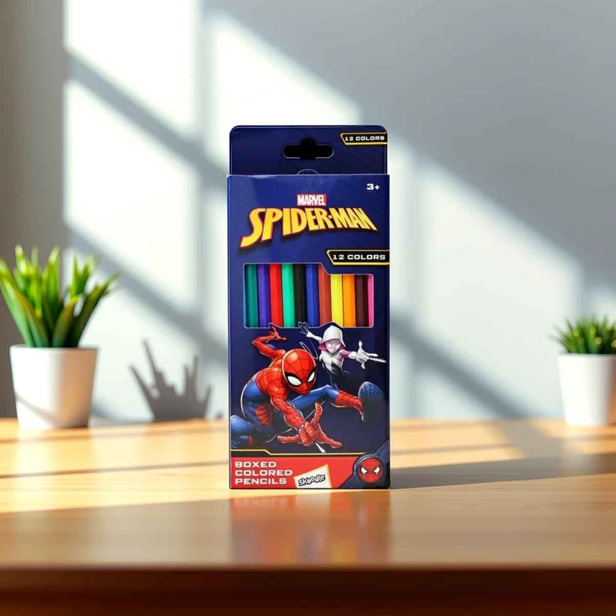 سبايدر مان مجموعة أقلام تلوين 12 لون للجنسين، عمر 3-4 سنوات