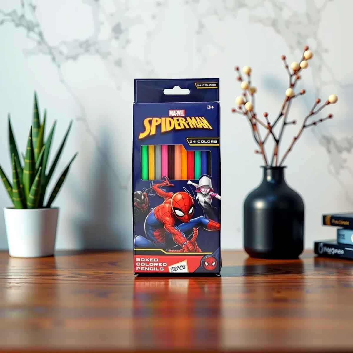 سبايدر مان مجموعة أقلام تلوين 24 لون للجنسين، عمر 3-4 سنوات