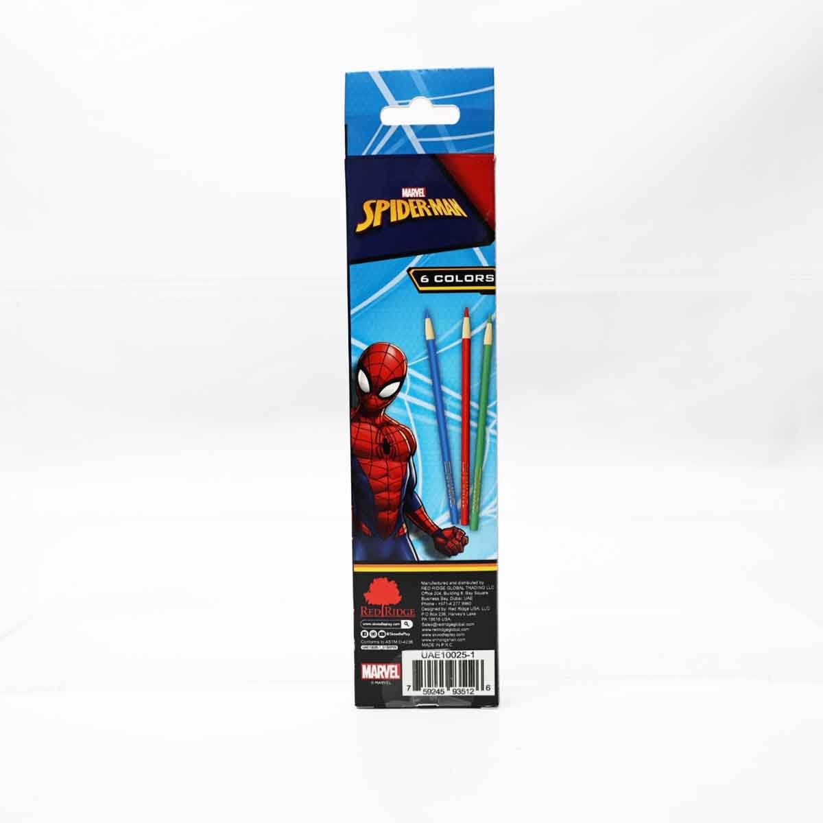 سبايدر مان مجموعة أقلام تلوين 6 ألوان للجنسين، عمر 3-4 سنوات