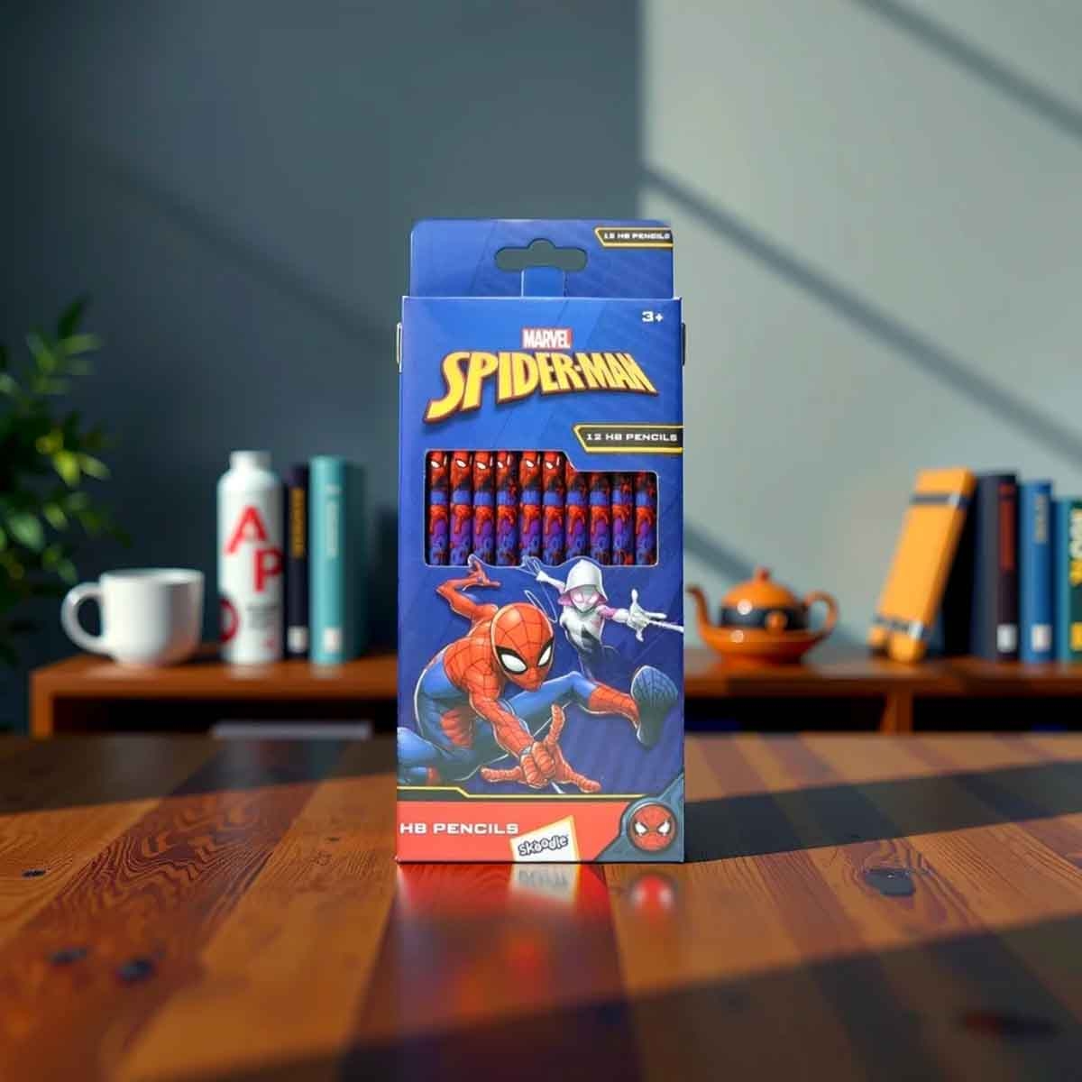 سبايدر مان مجموعة أقلام رصاص HB عدد 12 للجنسين، عمر 3-4 سنوات