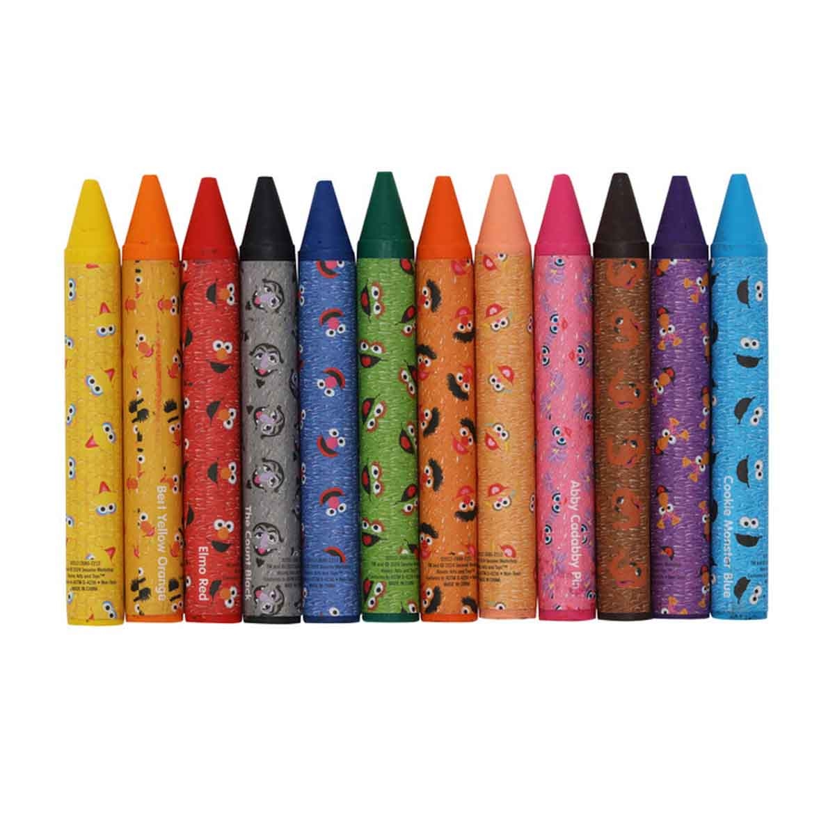 سيزام ستريت أقلام شمع كبيرة مكونة من 12 لونًا، للجنسين، للأعمار من 3 إلى 4 سنوات