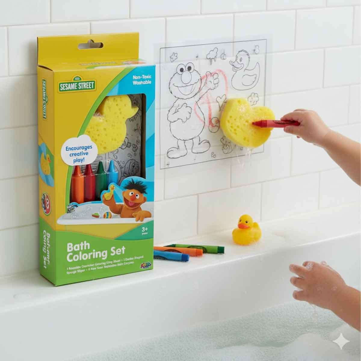 سيزام ستريت مجموعة تلوين للاستحمام، للجنسين، للأعمار من 3 إلى 4 سنوات