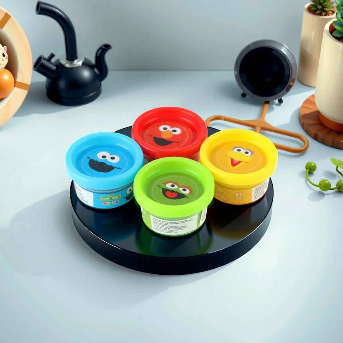 سيزام ستريت مجموعة عجين معطر مكونة من 4 ألوان وزن 1 أونصة، للجنسين، للأعمار من 3 إلى 4 سنوات