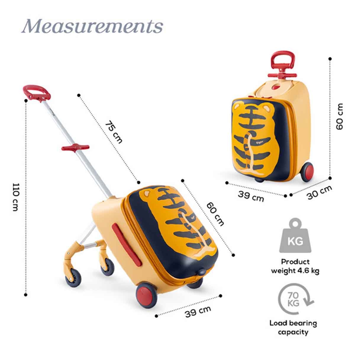 Teknum 3-in-1 Tiger Ride-On Suitcase