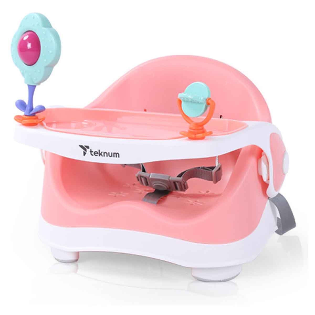 تيكنوم كرسي طعام محمول للأطفال باللون الوردي مناسب من عمر 0 إلى 2 سنة
