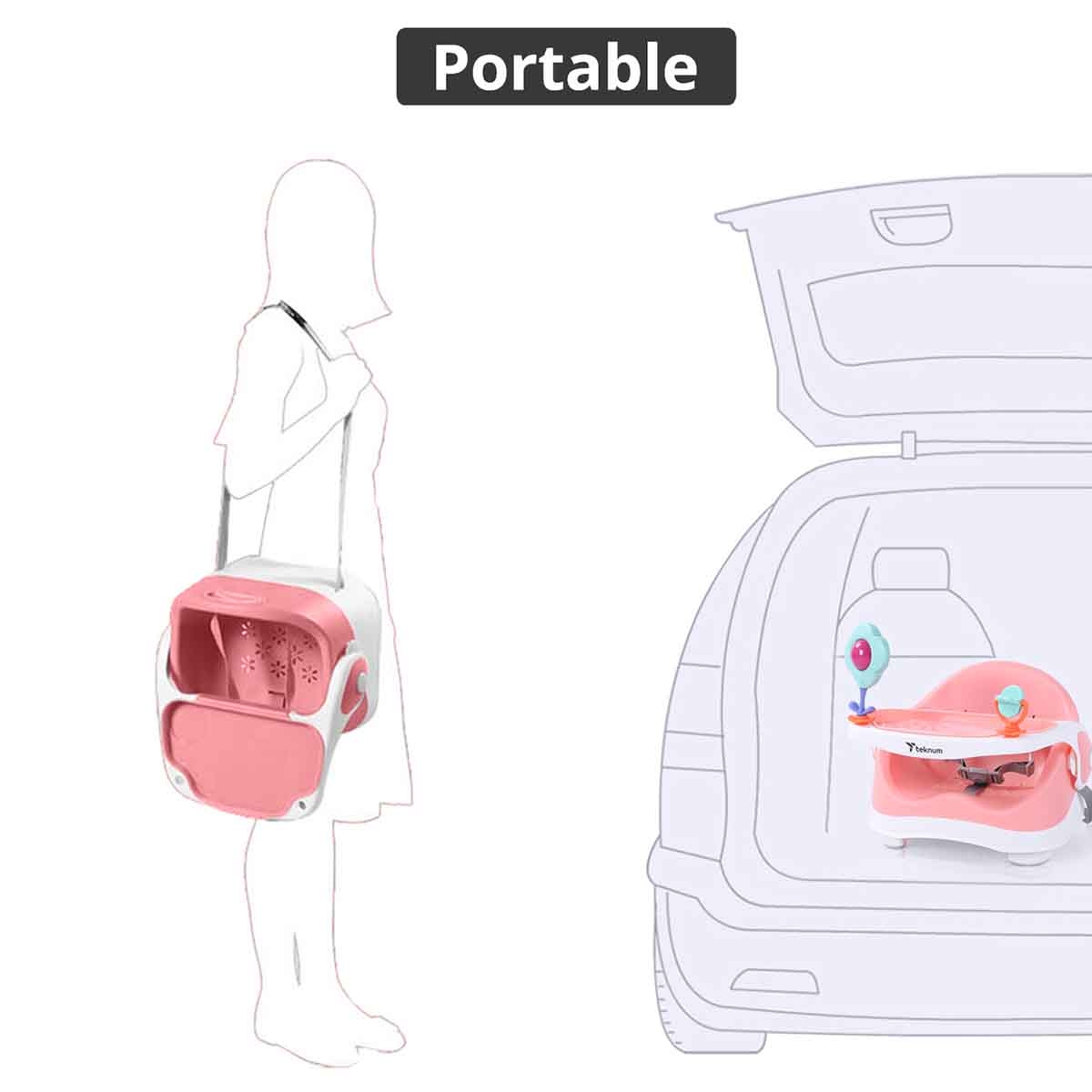 Teknum Pink Portable Booster Chair Toddler, 0-2 Years