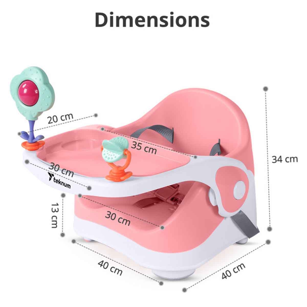Teknum Pink Portable Booster Chair Toddler, 0-2 Years