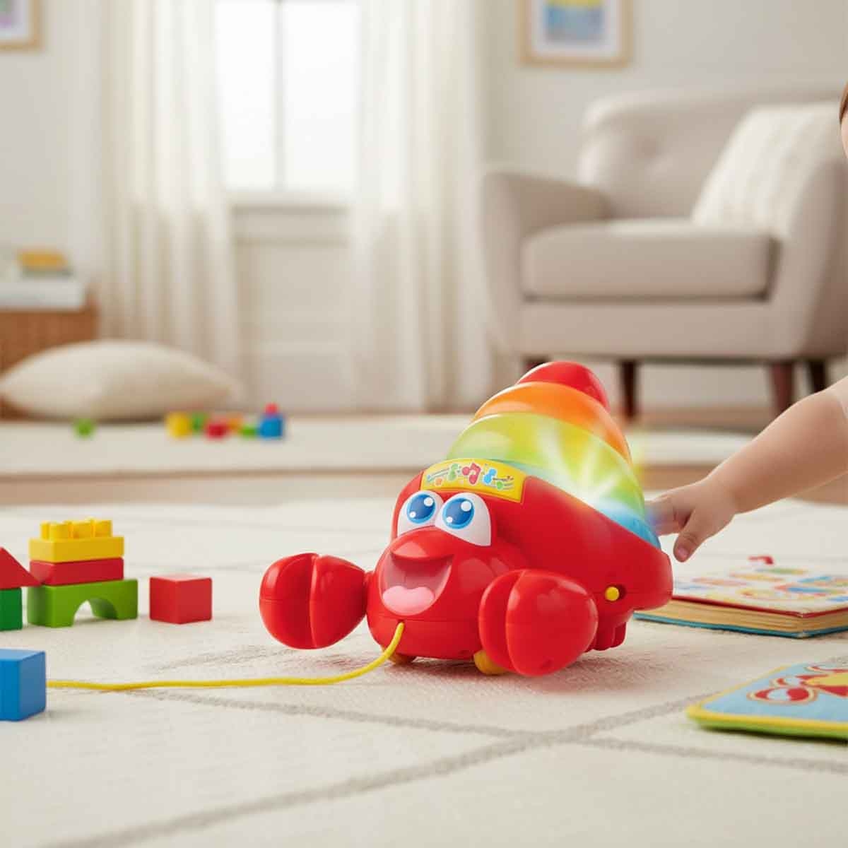 وين فن سلطعون سحب ستاكر للأطفال عمر 0-2 سنوات