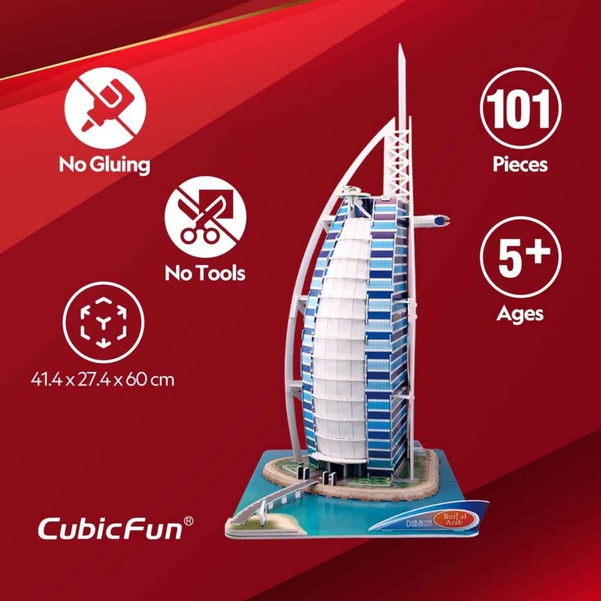 CubicFun MC101H Burj Al Arab 3D Puzzle Unisex, 5-7 Years