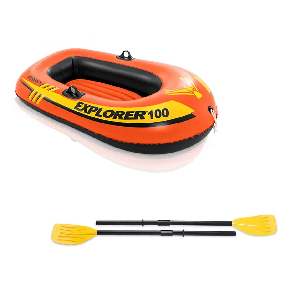 Intex Explorer 100 Boat with Deluxe French Oars Bundle Unisex, 5-7 Years