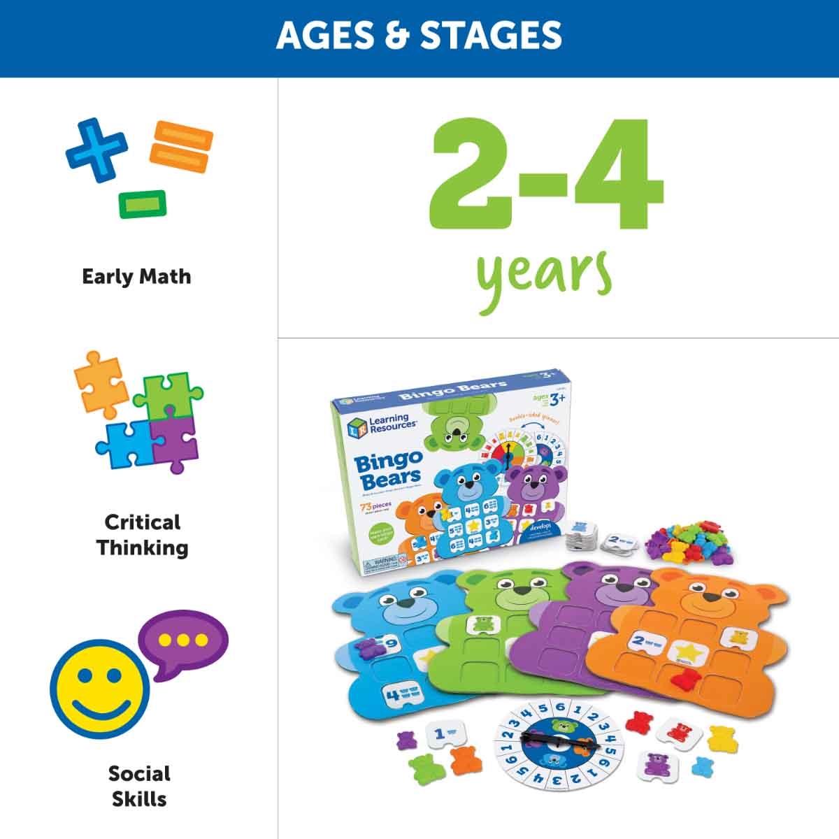 ليرننغ ريسورسز لعبة دببة البنغو للجنسين، 3-4 سنوات