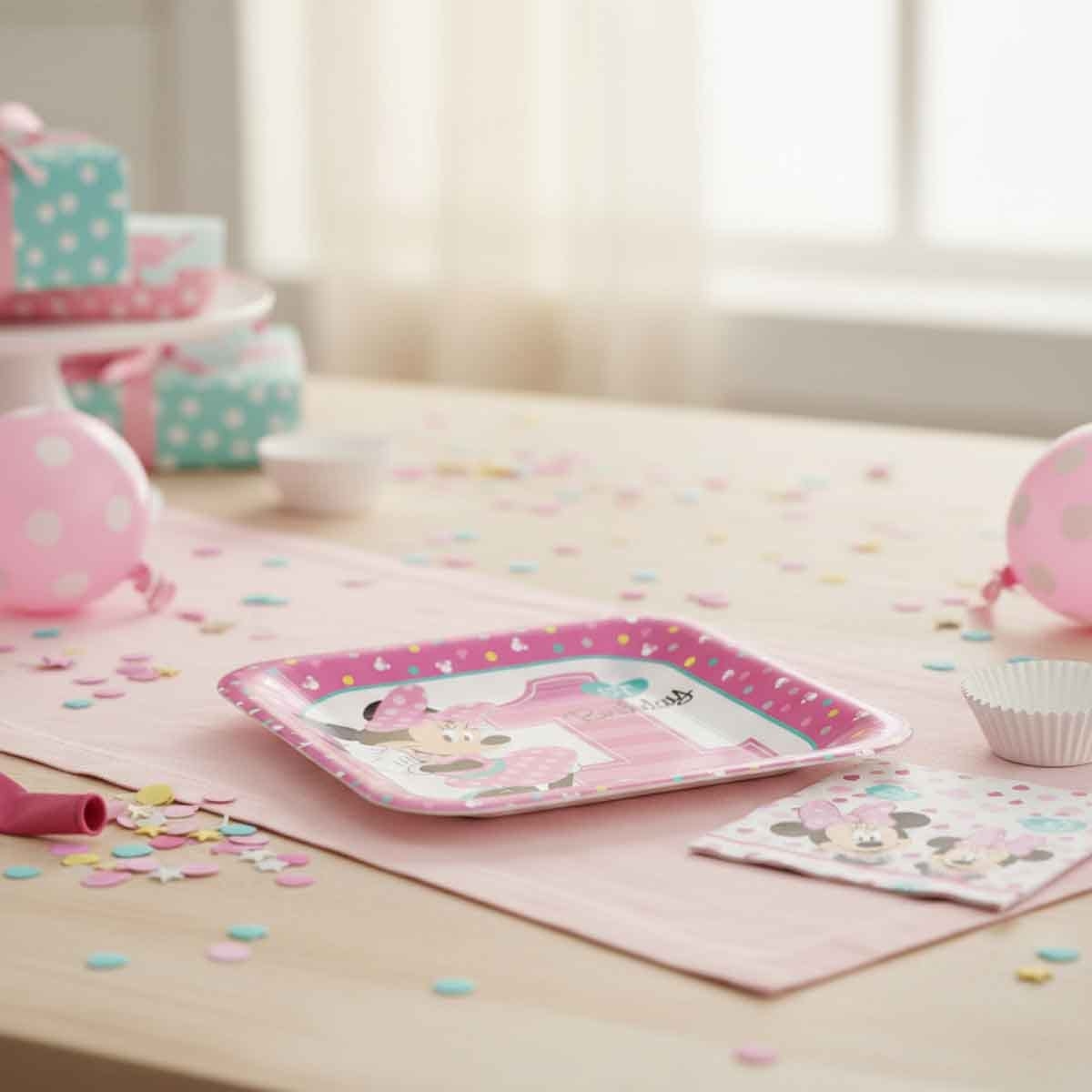 ميني ماوس مجموعة أطباق مربعة 7 انش عيد ميلاد أول