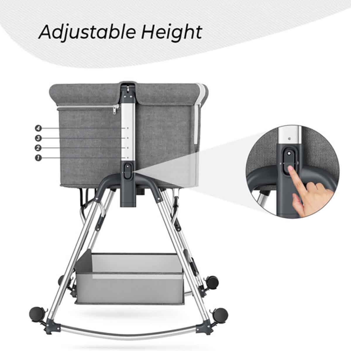 تيكنوم سرير جانبي سليب زين باللون الرمادي مناسب من عمر 0 إلى 2 سنة