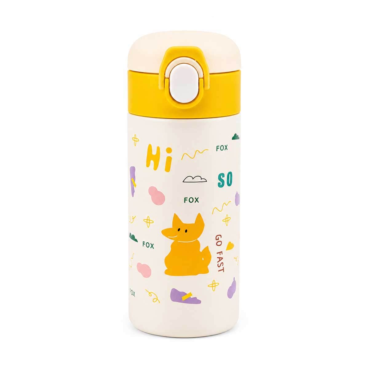 Cocobee 500ml Yellow Insulated Stainless Steel Water Bottle with Marvel Spider-Man Disc Toy
