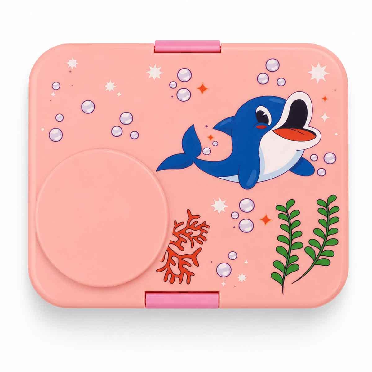 Cocobee Kids 1.67L Whale Pink 4-Compartments Bento Lunch Box with Food Jar Girls, 3-4 Years