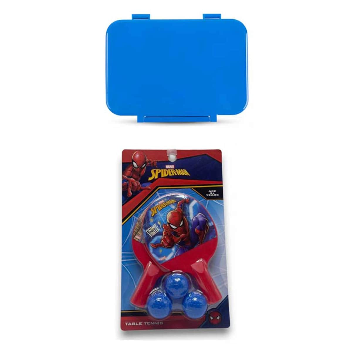Cocobee Blue 4-Compartment Tritan Bento Lunch Box with Marvel Spider-Man Paddle Ball Set
