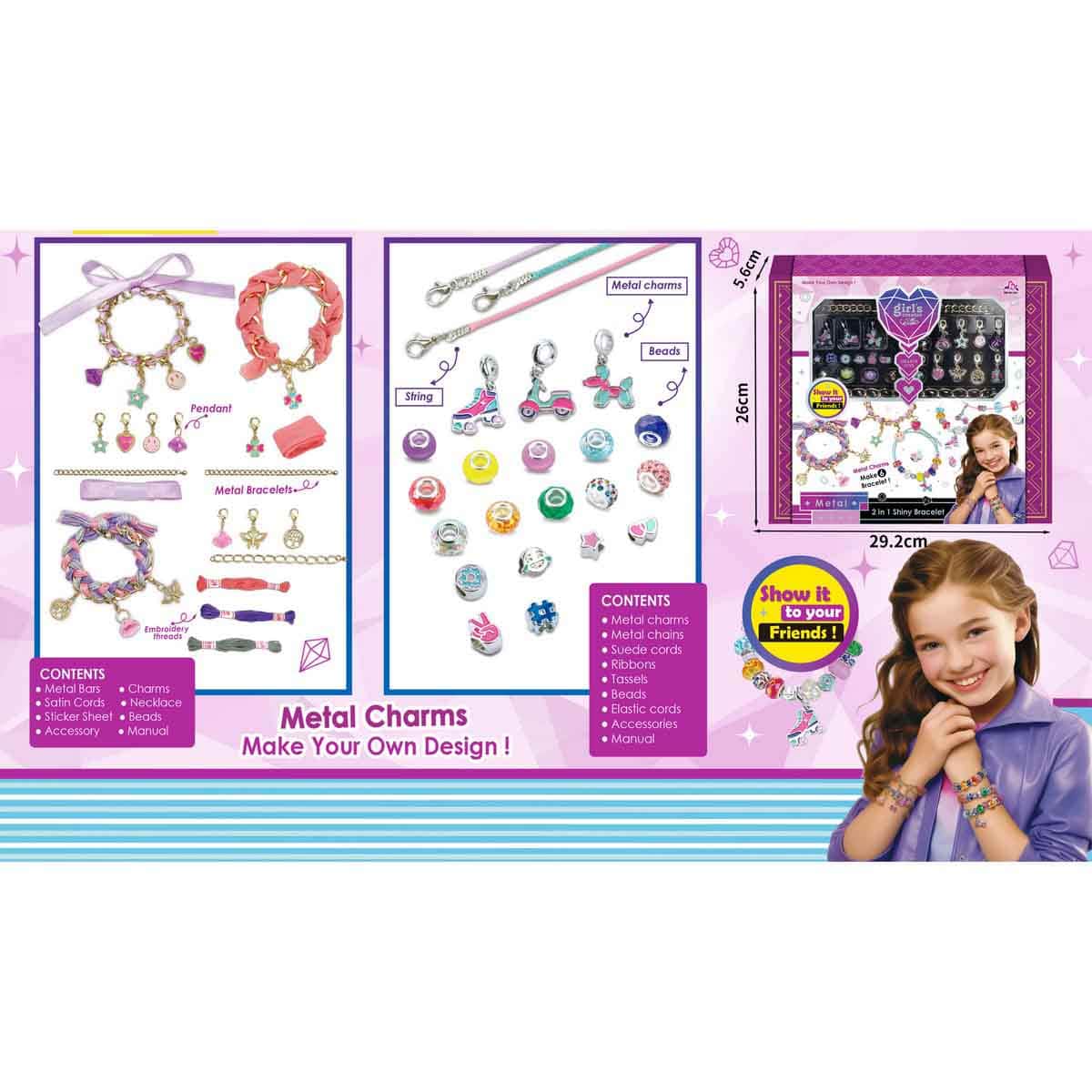 Mei Bo Kai 2-in-1 Shiny Bracelet Set Girls, 5-7 Years