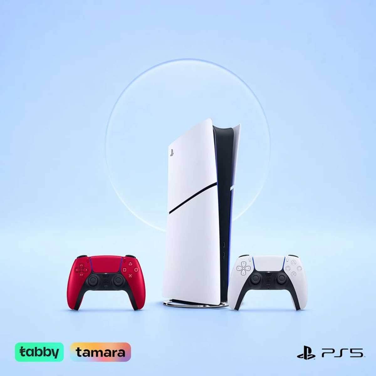 Sony PlayStation5 KSA Version Slim Digital Edition 825 GB Console with DualSense (KSA Version) Volcanic Red Wireless Controller Bundle