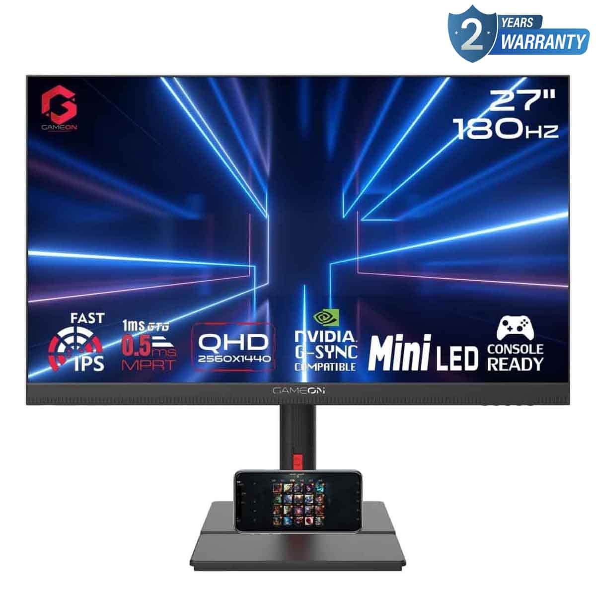 جيم أون شاشة ألعاب QHD بحجم ‎27"‎ Mini LED 180Hz سلسلة Midnight Signature سوداء موديل GOML27QHD180IPS