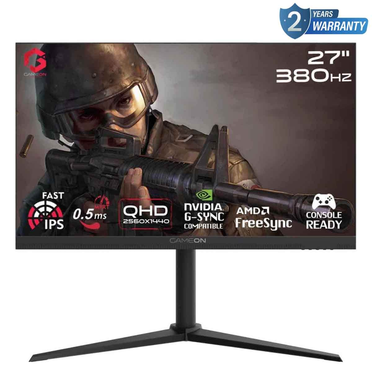 جيم أون شاشة ألعاب QHD بحجم ‎27"‎ 380Hz Fast IPS سلسلة Midnight Pro سوداء موديل GOMP27QHD380IPS