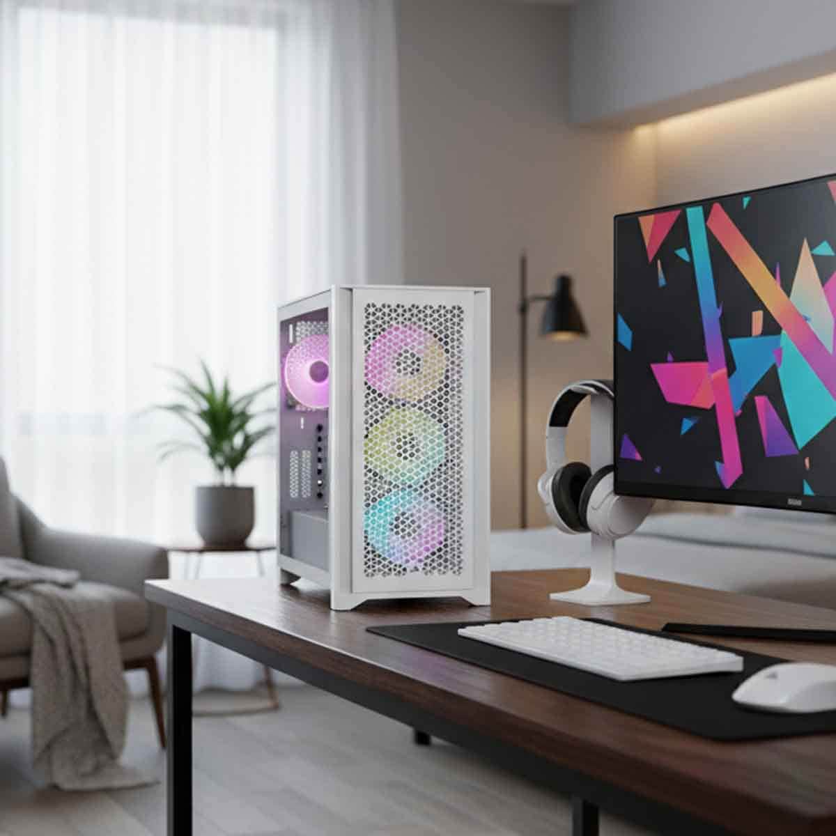 Corsair 4000D RGB Airflow White Mid-Tower Gaming PC Case