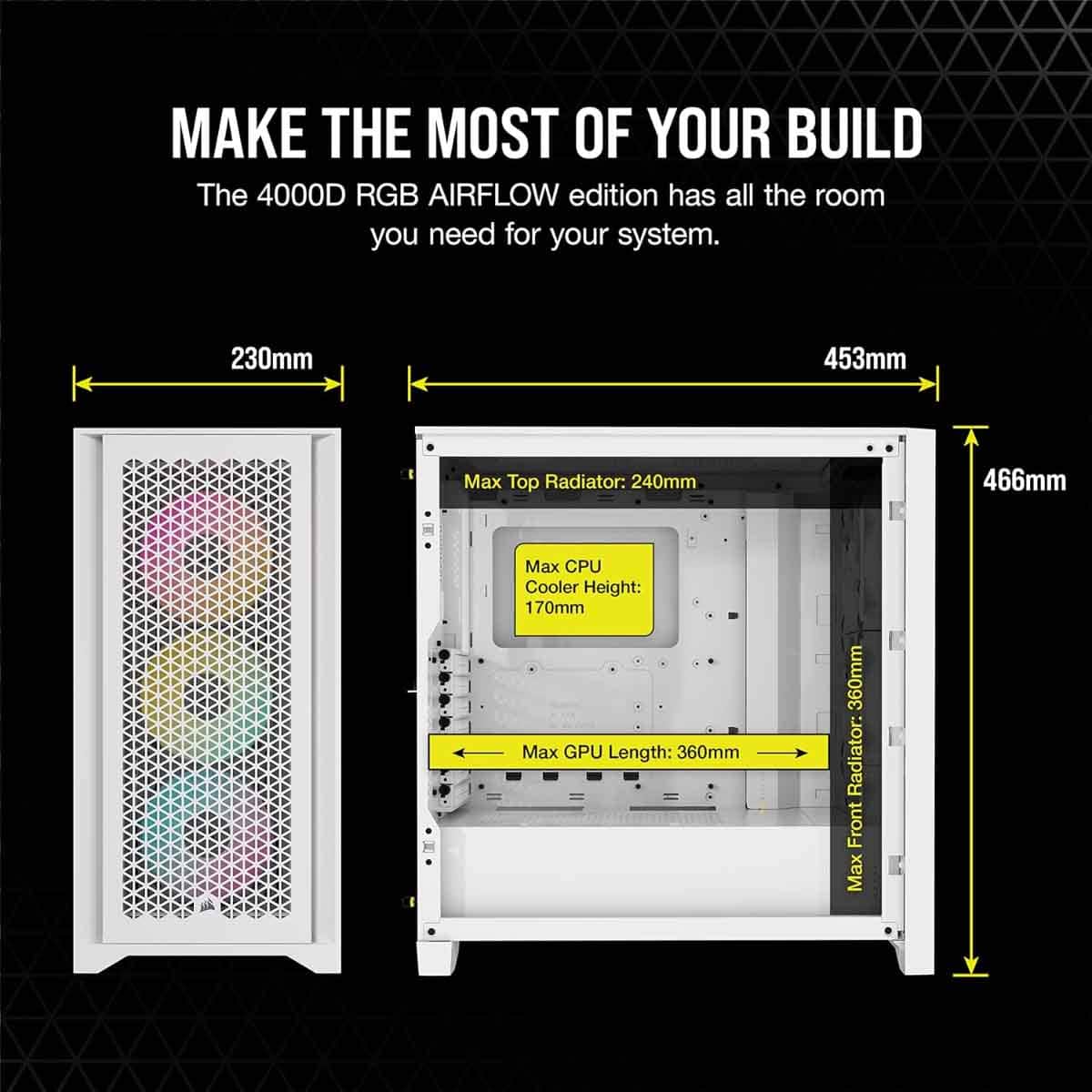 Corsair 4000D RGB Airflow White Mid-Tower Gaming PC Case