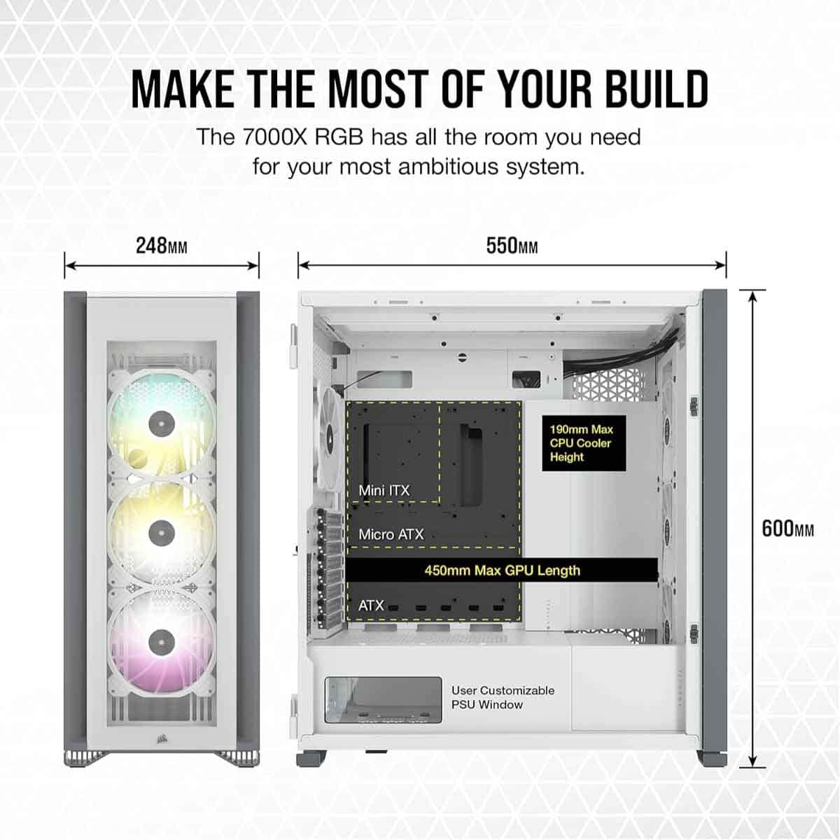 Corsair White 7000X RGB Full Tower ATX PC Case