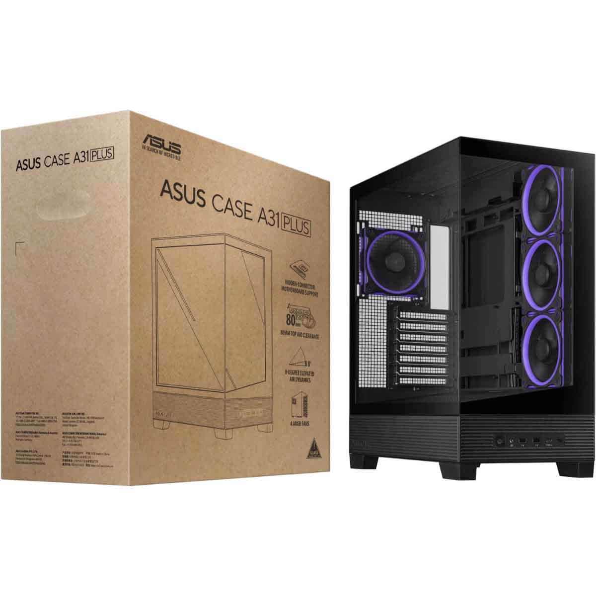 Asus Black A31 Plus TG ARGB Mid-Tower Gaming PC Case