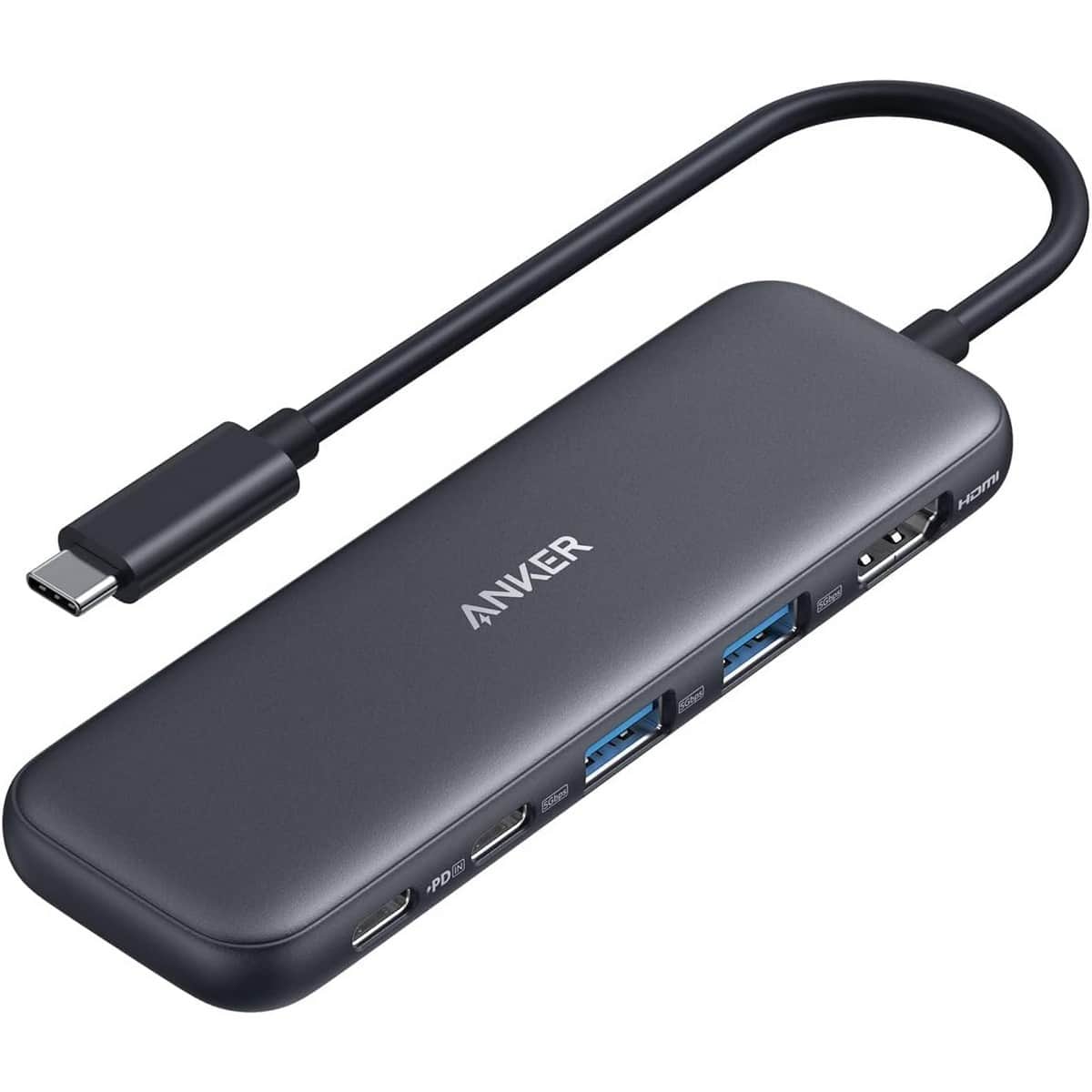 أنكر رمادي موزع وسائط 5 في 1 USB-C