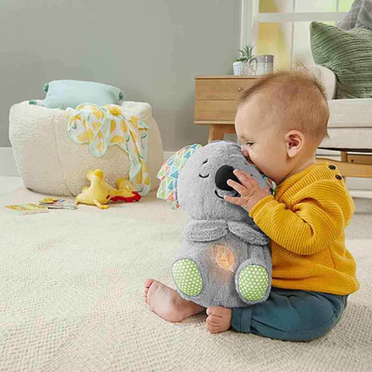 Fisher-Price NB Breathing Belly Koala Plush Toy Unisex, 3-4 Years