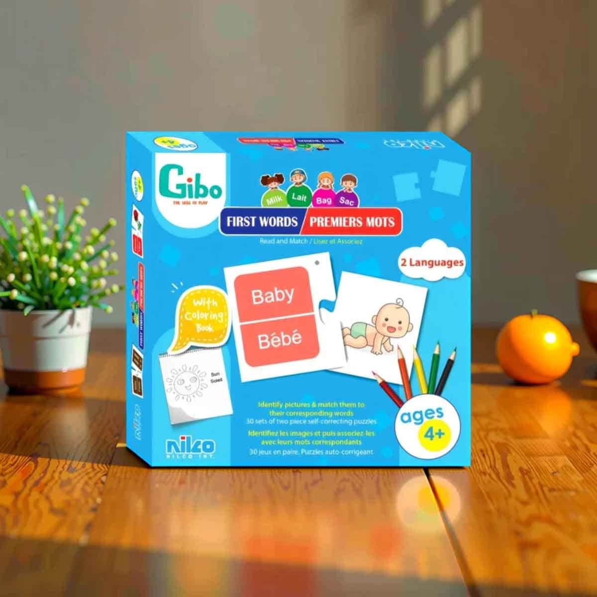 Gibo Words (EN-FR) Learning Game Unisex, 5-7 Years