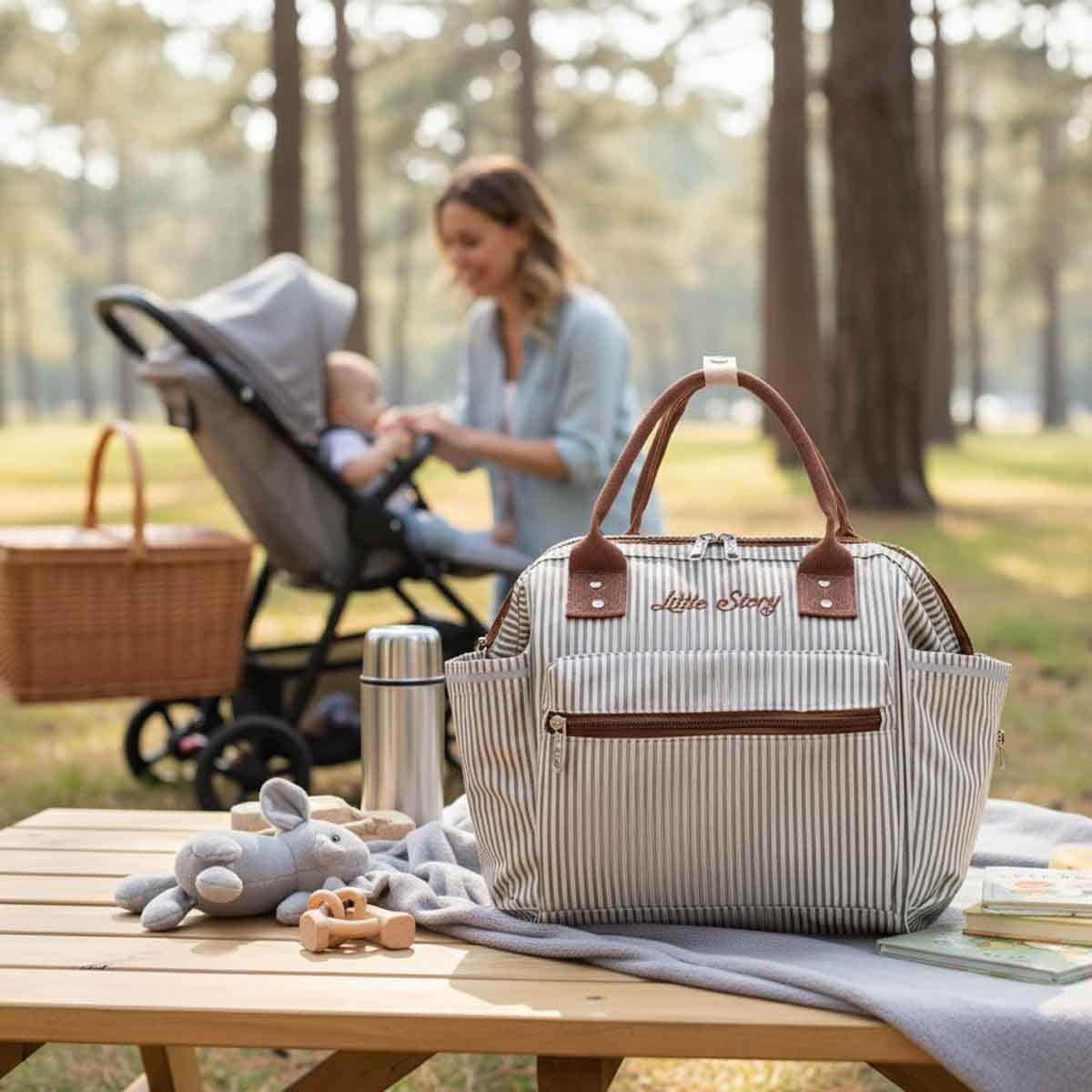 Little Story Ivory Ace Diaper Bag