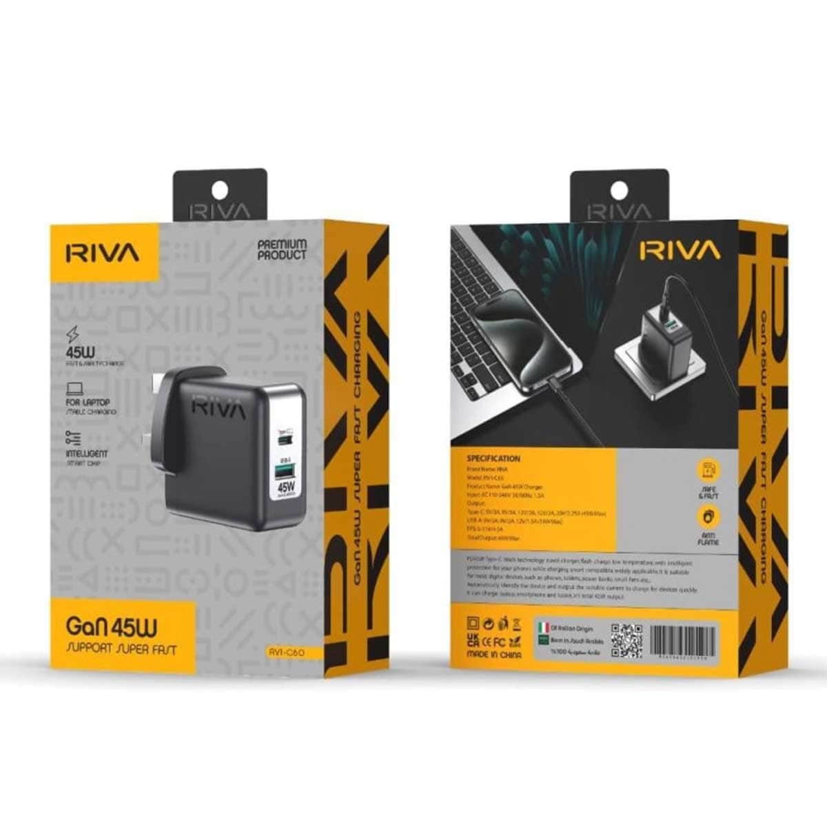 Riva RV1-C60 45W Wall Charger