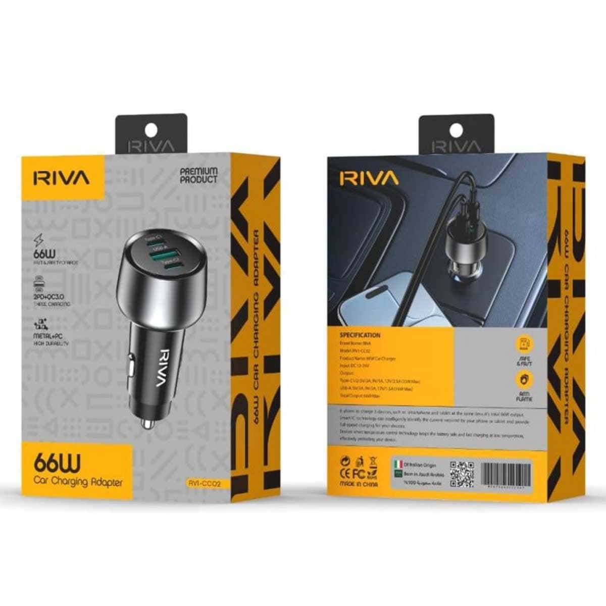 Riva RV1-CC02 66W Car Charger