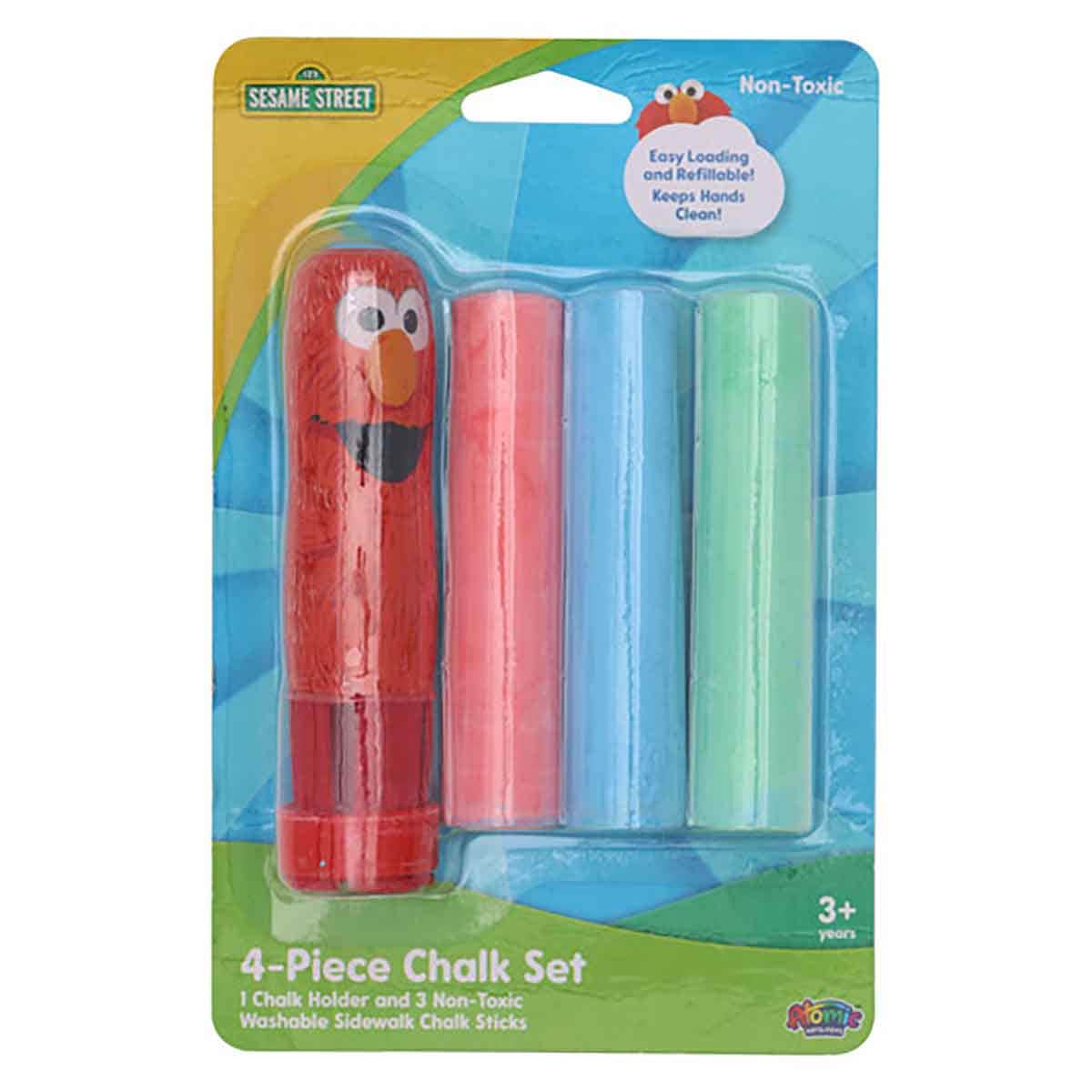 Sesame Street 3-Sidewalk Chalk Set with Holder Unisex, 3-4 Years