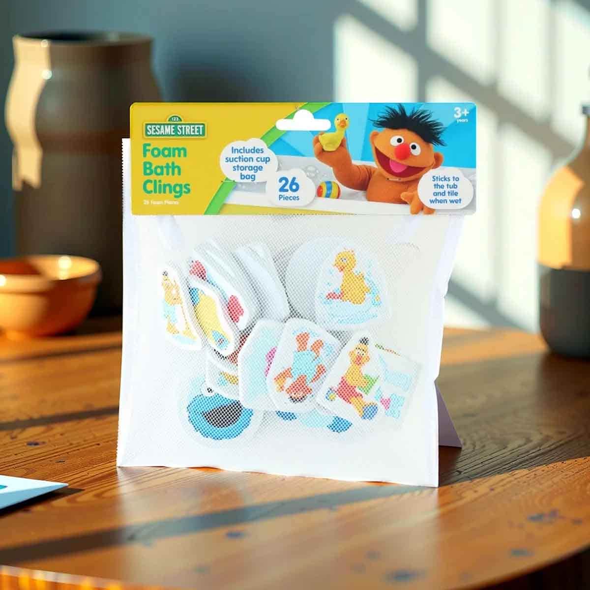 Sesame Street 26-Piece Bath Stickers Mesh Bag Unisex, 3-4 Years