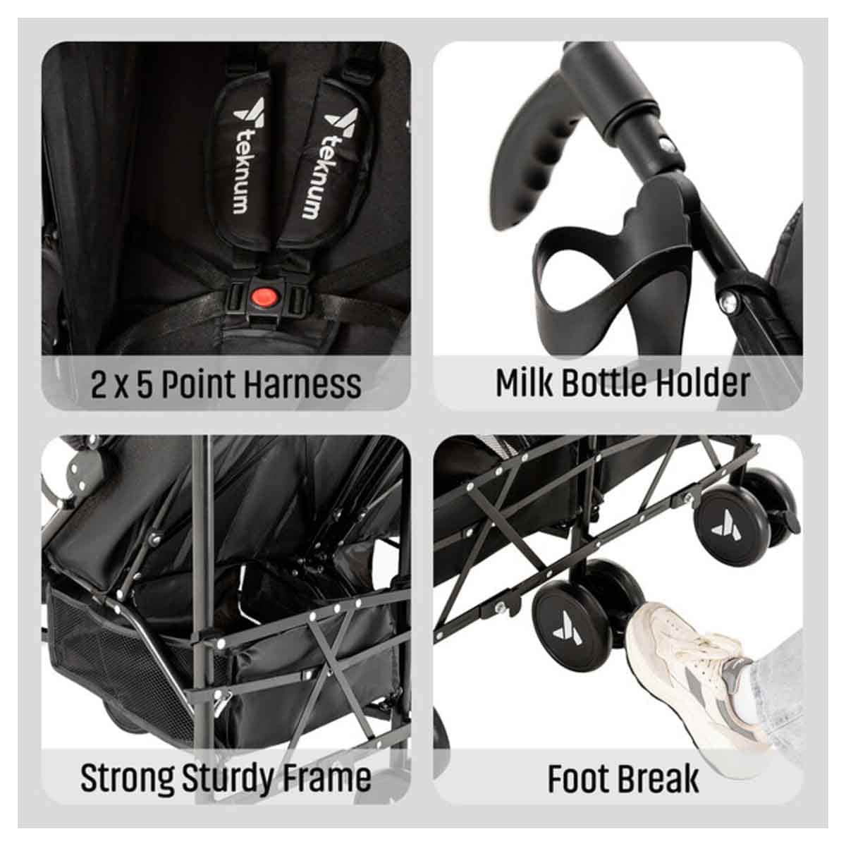 Teknum Black Twin Fellow Stroller