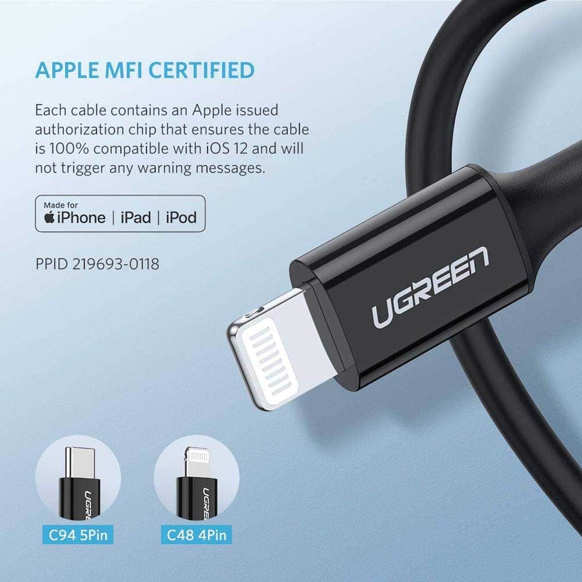 يوجرين كابل USB-C إلى Lightning