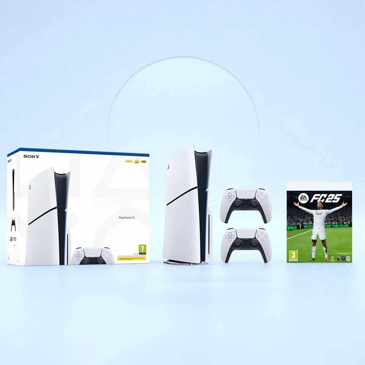 Sony PS5 Slim Disc (KSA Version) with 1 Additional Controller and 1 Video Game Bundle