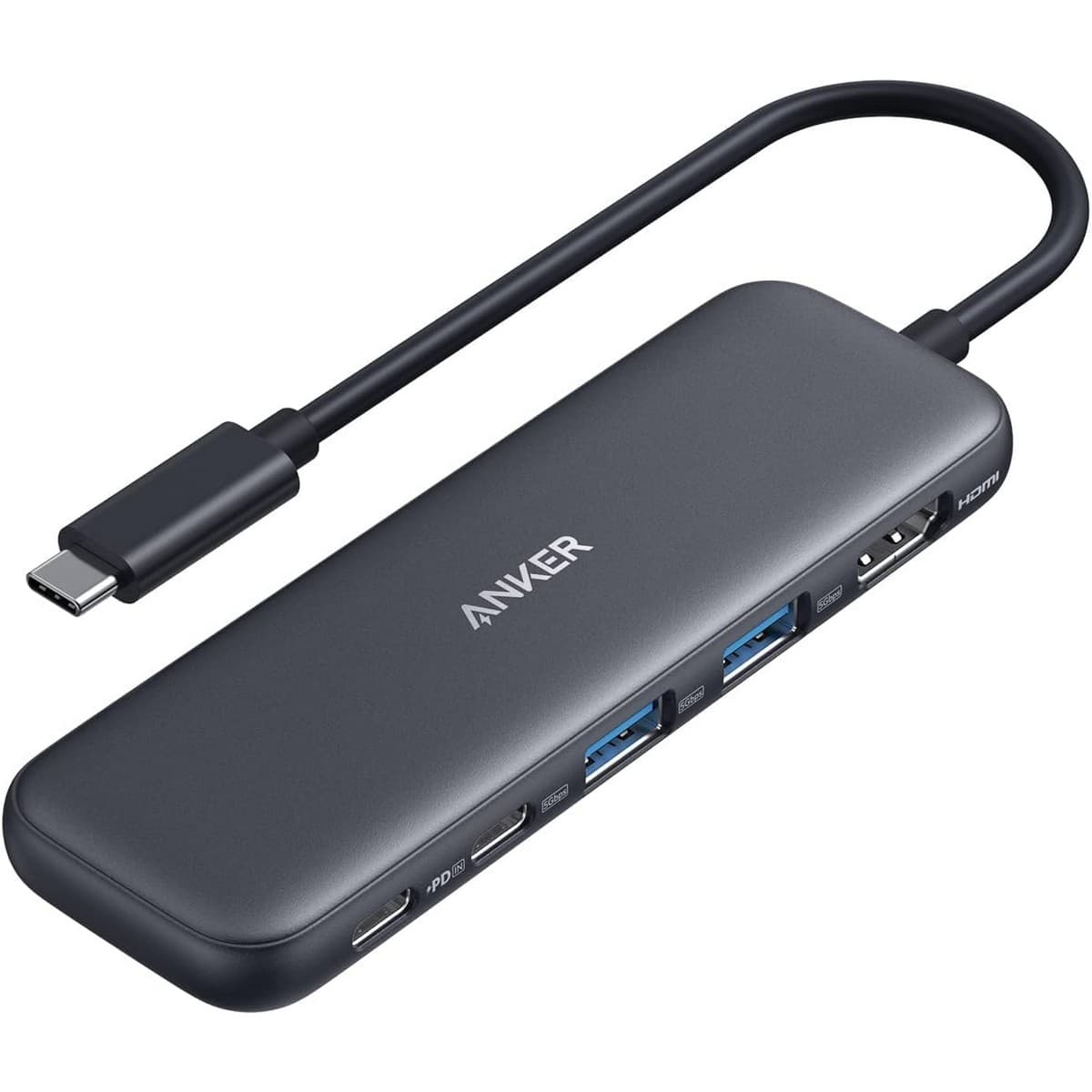 أنكر رمادي موزع وسائط 5 في 1 USB-C