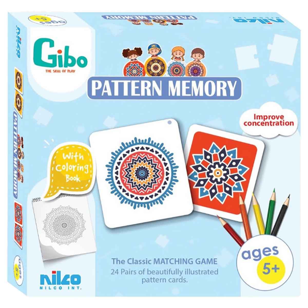Gibo Pattern Memory Learning Game Unisex, 5-7 Years