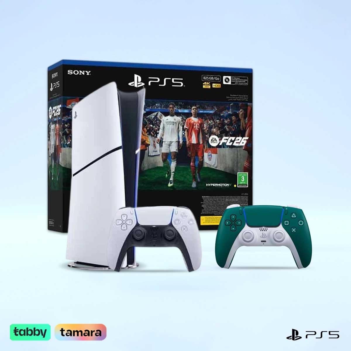 Sony PS5 Digital Edition 825 GB & FC26 (KSA Version) with DualSense Alpine Green Controller Bundle