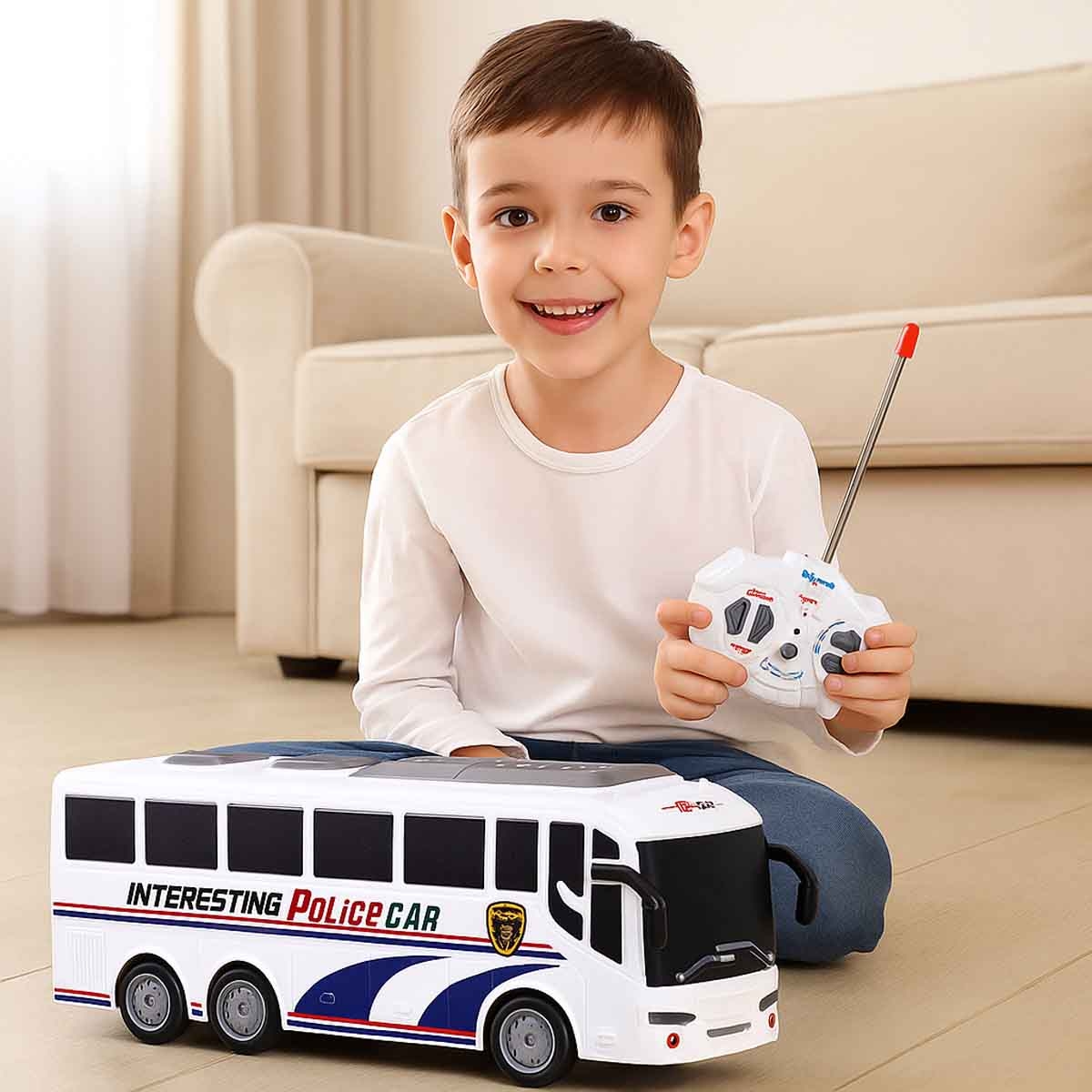 غوي شينغ حافلة شرطة بالتحكم مقياس 1:30 للجنسين، عمر 3-4 سنوات