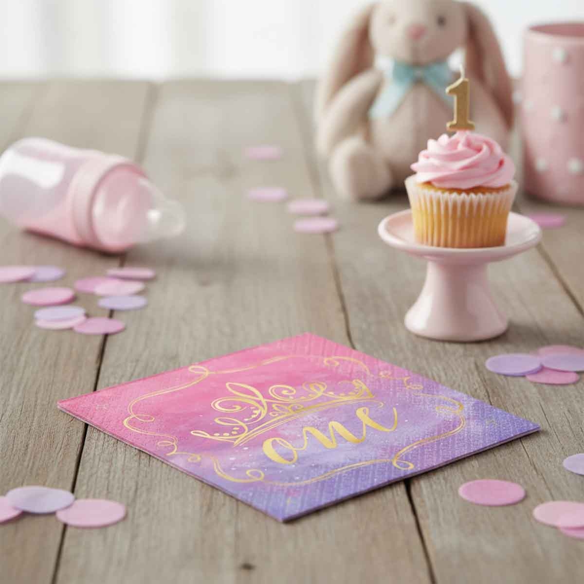 Disney Princess 16-Piece 1st Birthday Hot Stamped Lunch Napkin Set