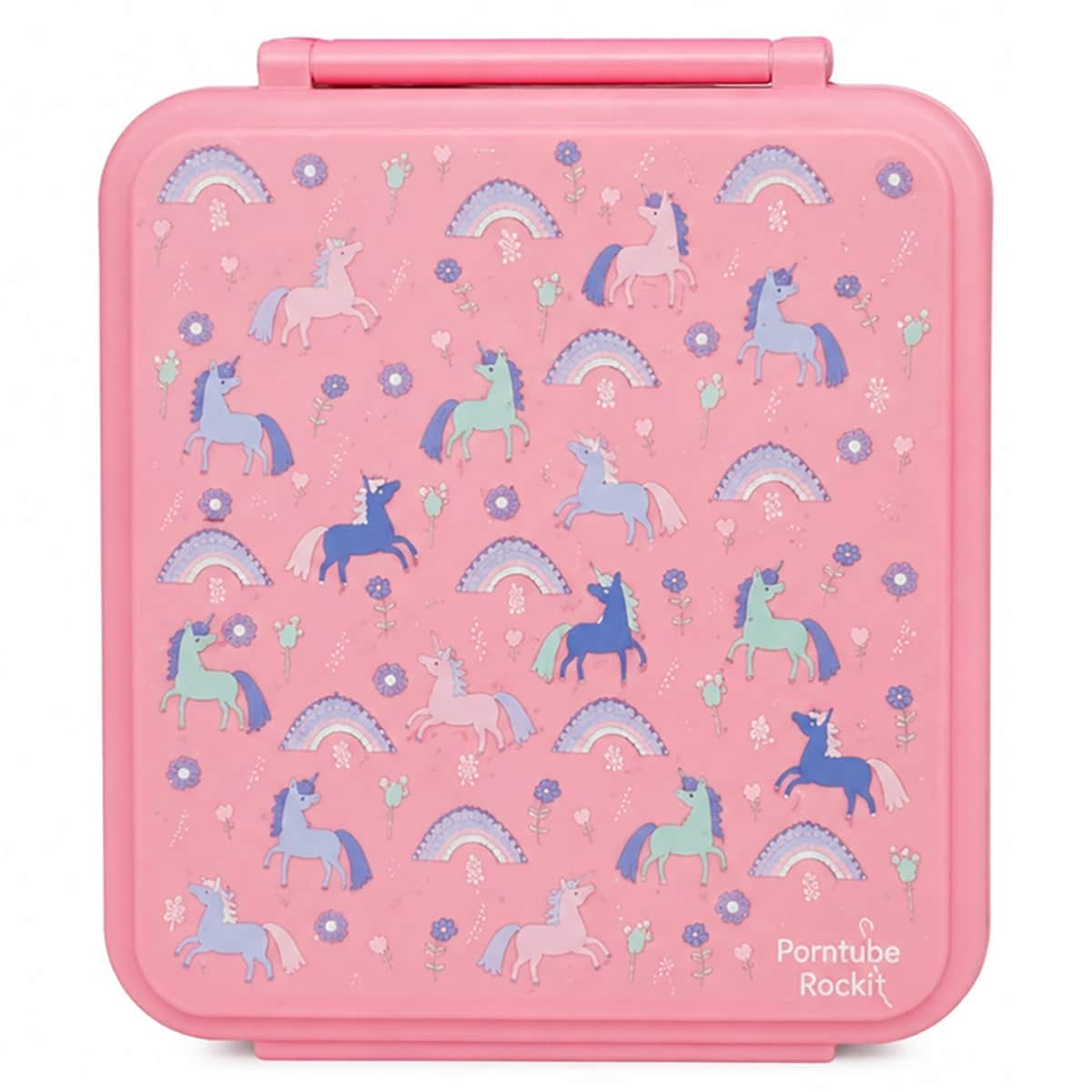 Bamboo Bark Pink Unicorn Large Bento Lunch Box with Food Jar